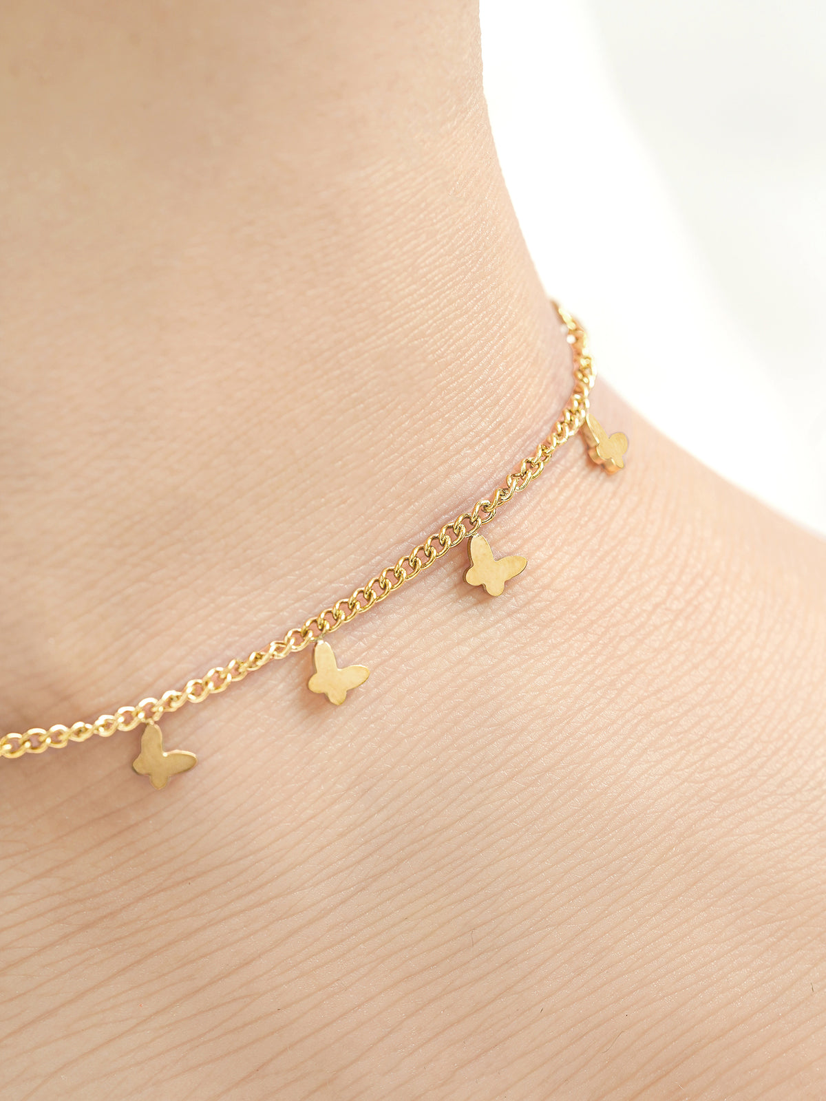 Bambi Butterfly Charms 18K Gold Plated Women's Anklet