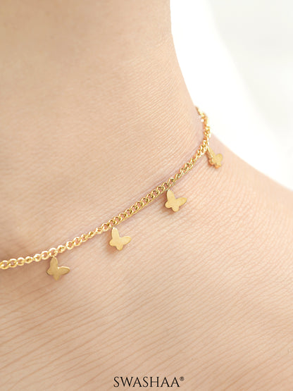 Bambi Butterfly Charms 18K Gold Plated Women's Anklet