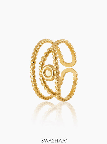 Barkha Evil Eye Double Layered Dotted Bands 18K Gold Plated Ring