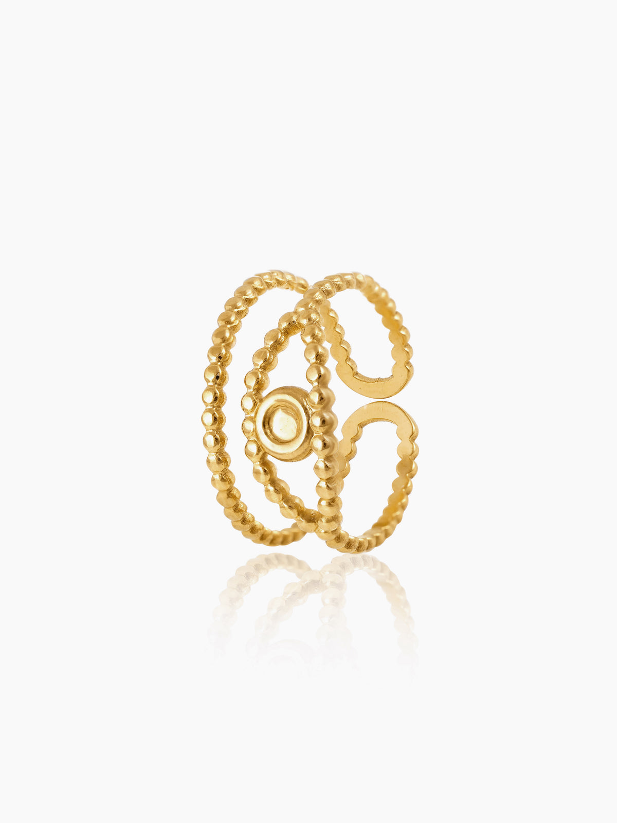 Barkha Evil Eye Double Layered Dotted Bands 18K Gold Plated Ring
