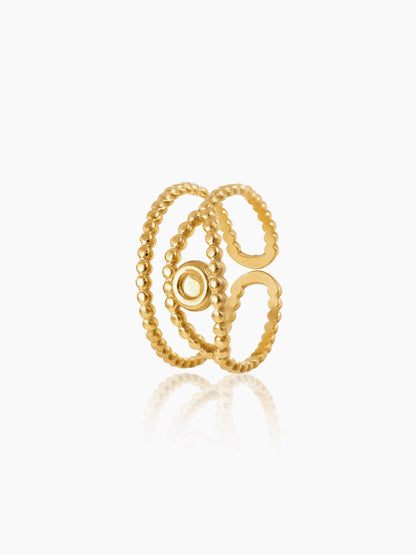 Barkha Evil Eye Double Layered Dotted Bands 18K Gold Plated Ring