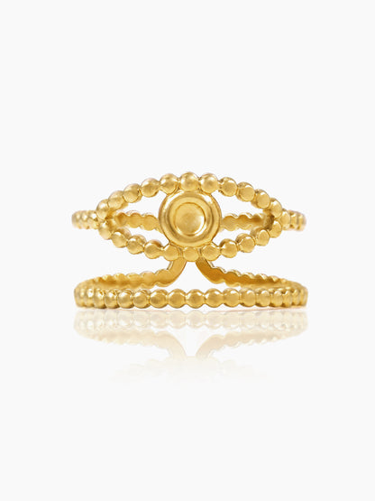 Barkha Evil Eye Double Layered Dotted Bands 18K Gold Plated Ring