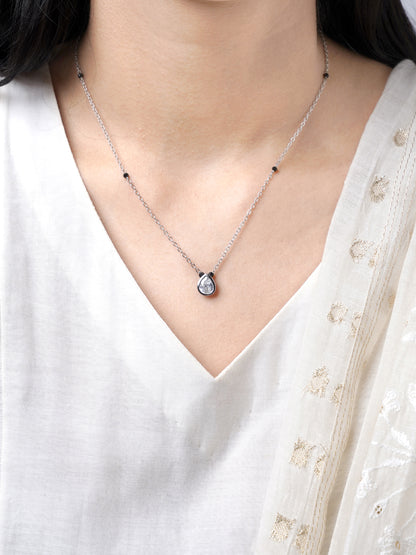 Barkha Teardrop Silver Mangalsutra