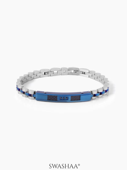 Beck Men's Watch Silver Belt Blue Bar Bracelet