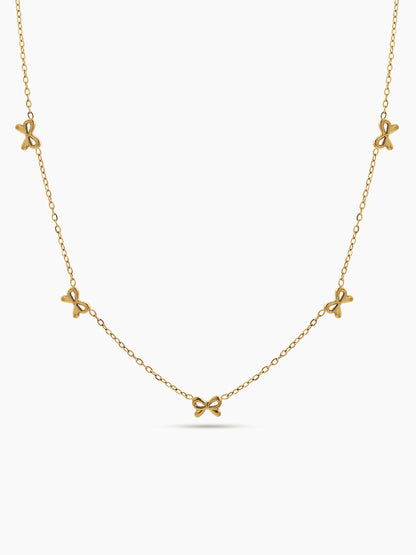 Belina Bow Charms 18K Gold Plated Women's Chain Necklace