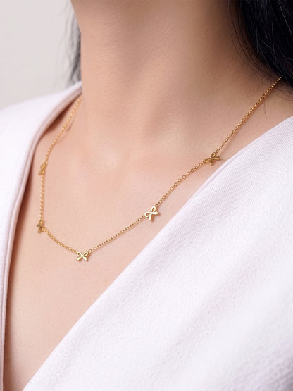 Belina Bow Charms 18K Gold Plated Women's Chain Necklace