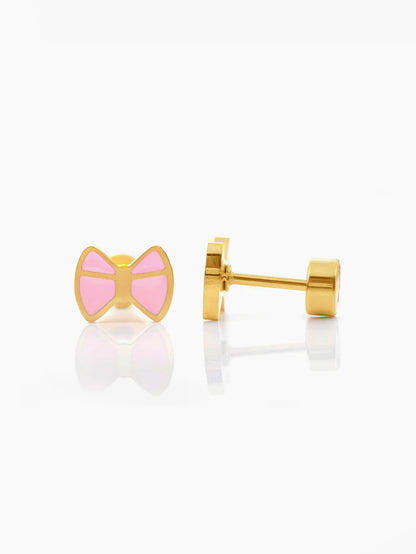 Belle Bow Charm 18K Gold Plated Kid's Stud Earrings
