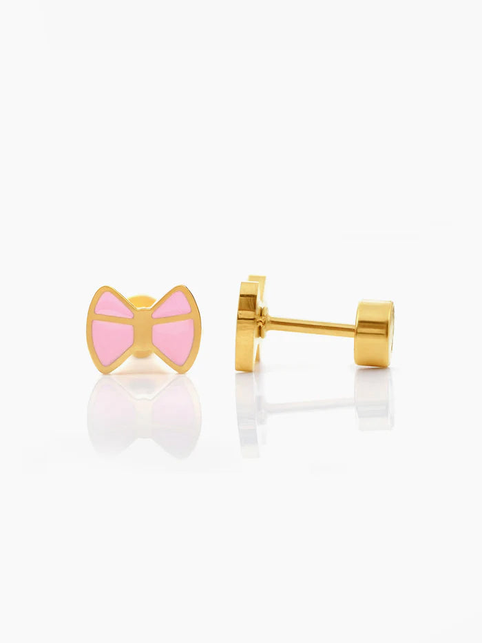 Belle Bow Charm 18K Gold Plated Kid's Stud Earrings