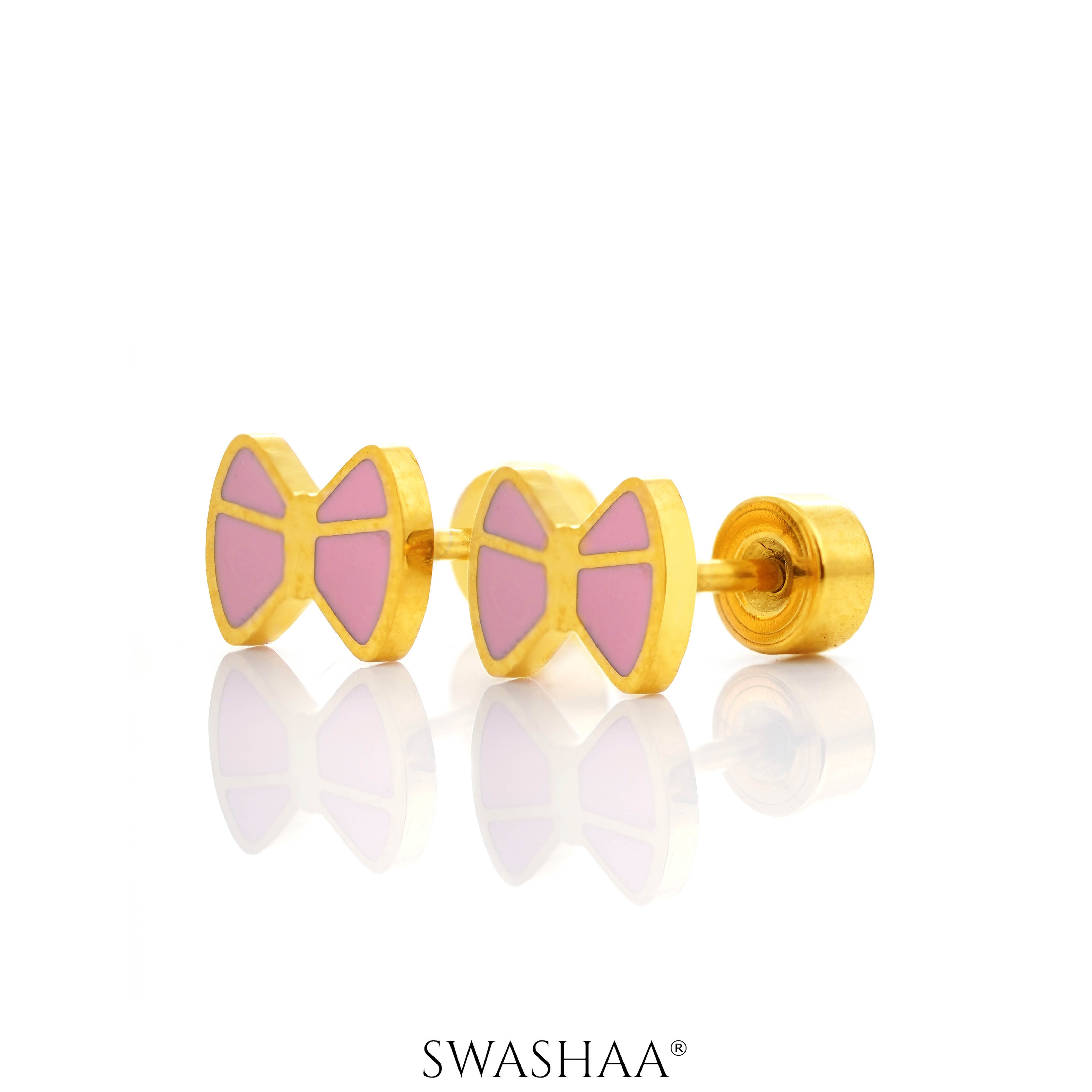 Belle Bow Charm 18K Gold Plated Kid's Earrings
