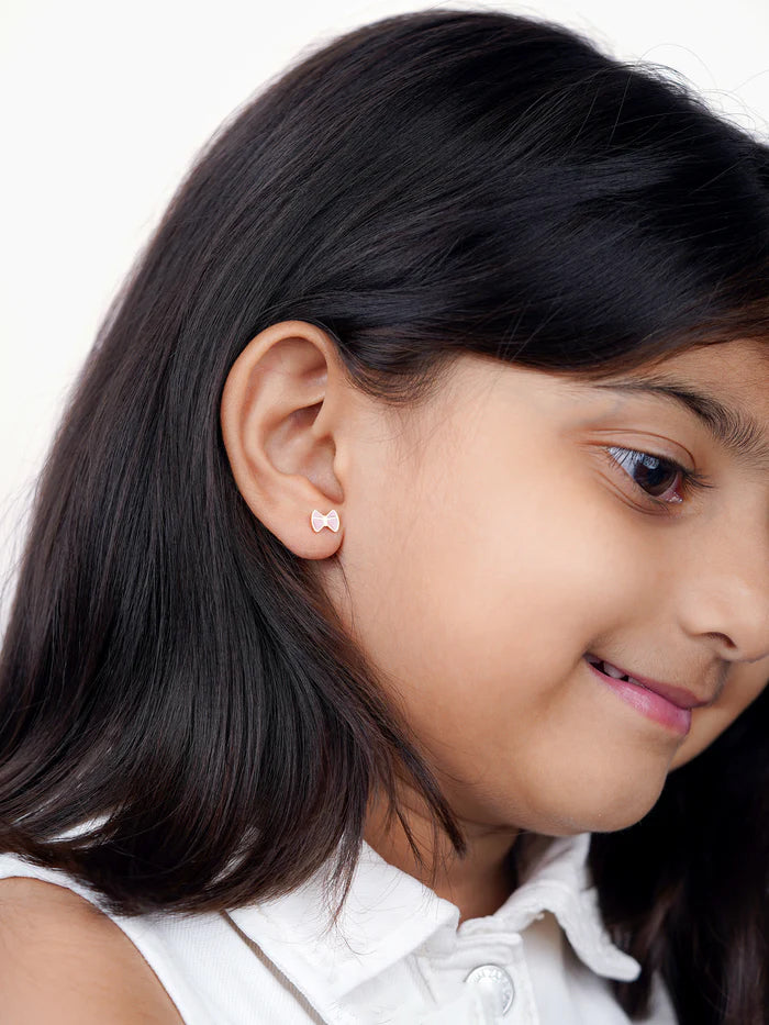 Belle Bow Charm 18K Gold Plated Kid's Stud Earrings