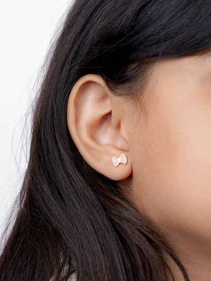 Belle Bow Charm 18K Gold Plated Kid's Stud Earrings