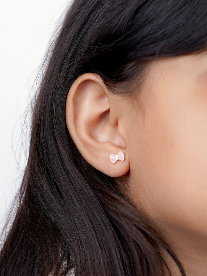 Belle Bow Charm 18K Gold Plated Kid's Stud Earrings