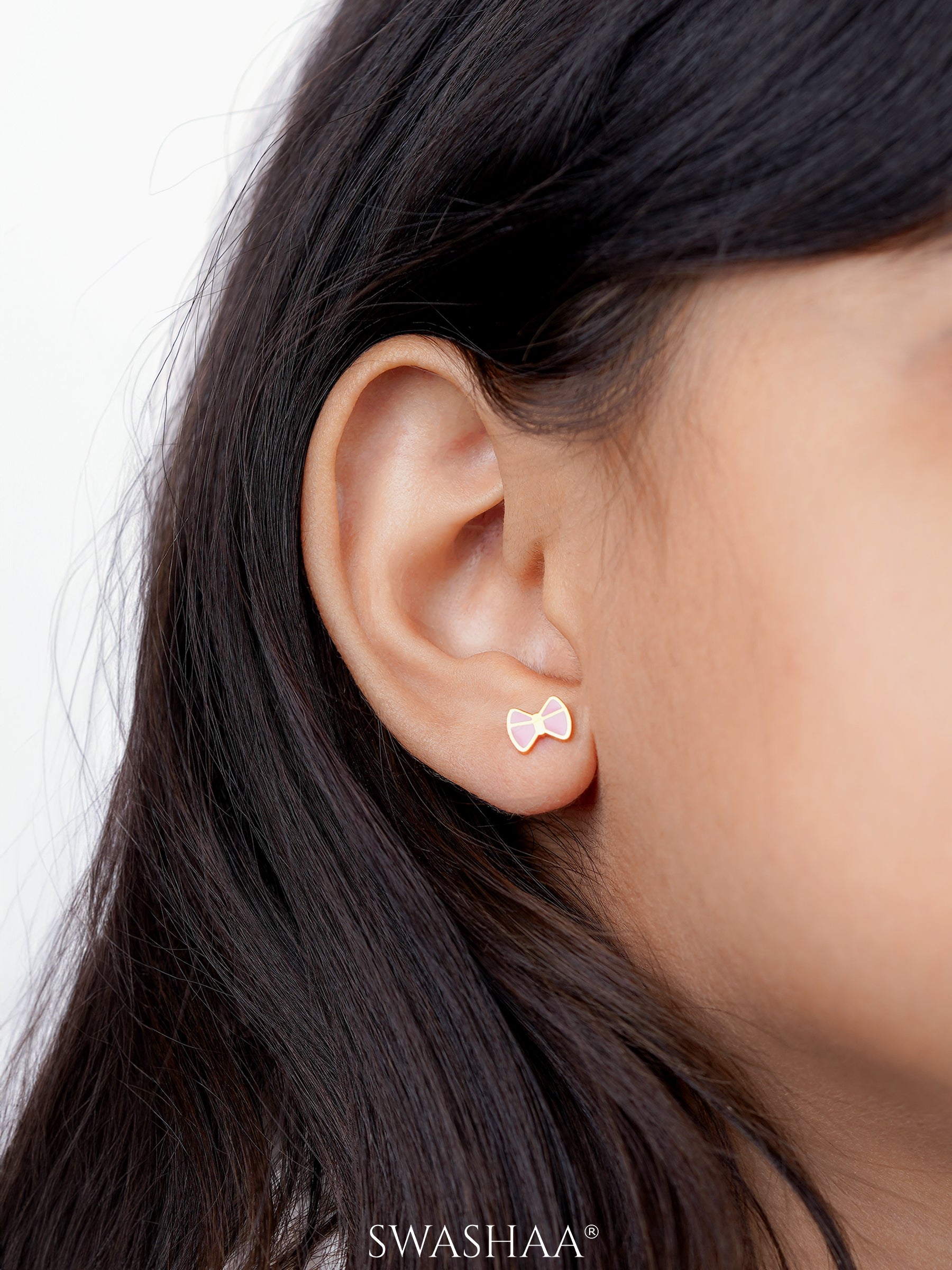 Belle Bow Charm 18K Gold Plated Kid's Stud Earrings