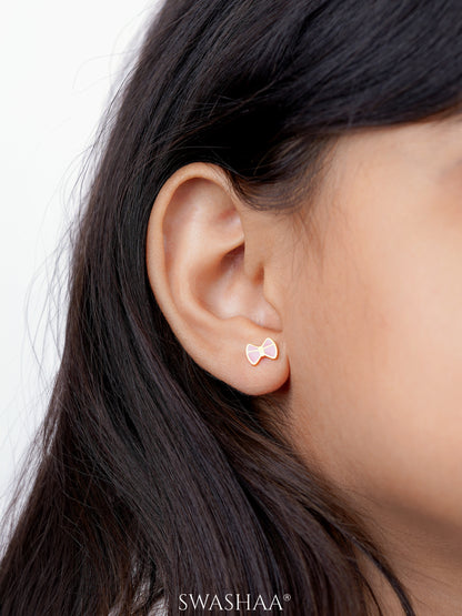 Belle Bow Charm 18K Gold Plated Kid's Stud Earrings