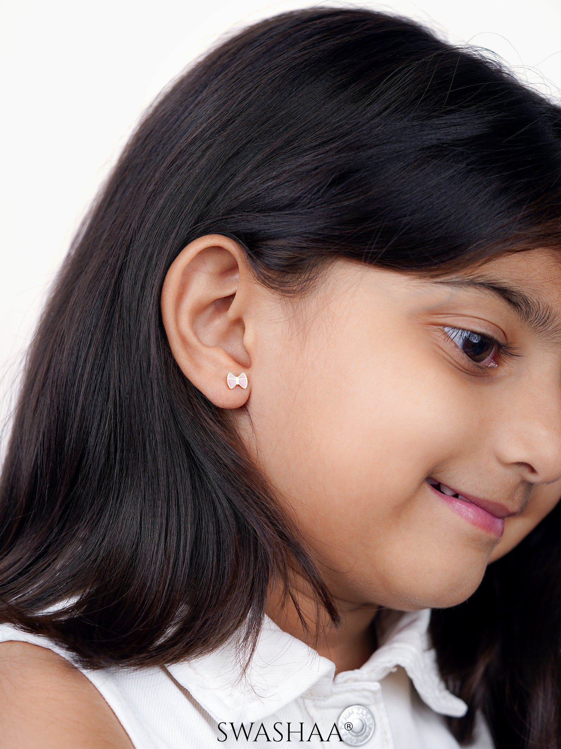 Belle Bow Charm 18K Gold Plated Kid's Earrings