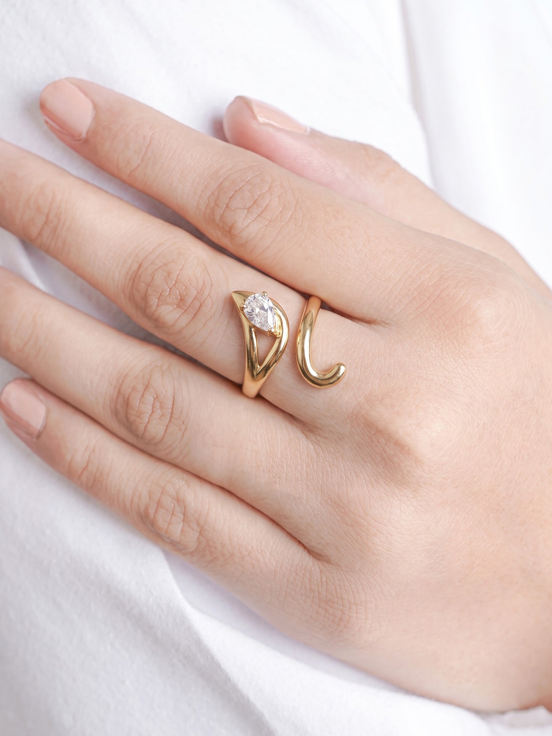 Benita Pear Diamond 18K Gold Plated Women's Ring