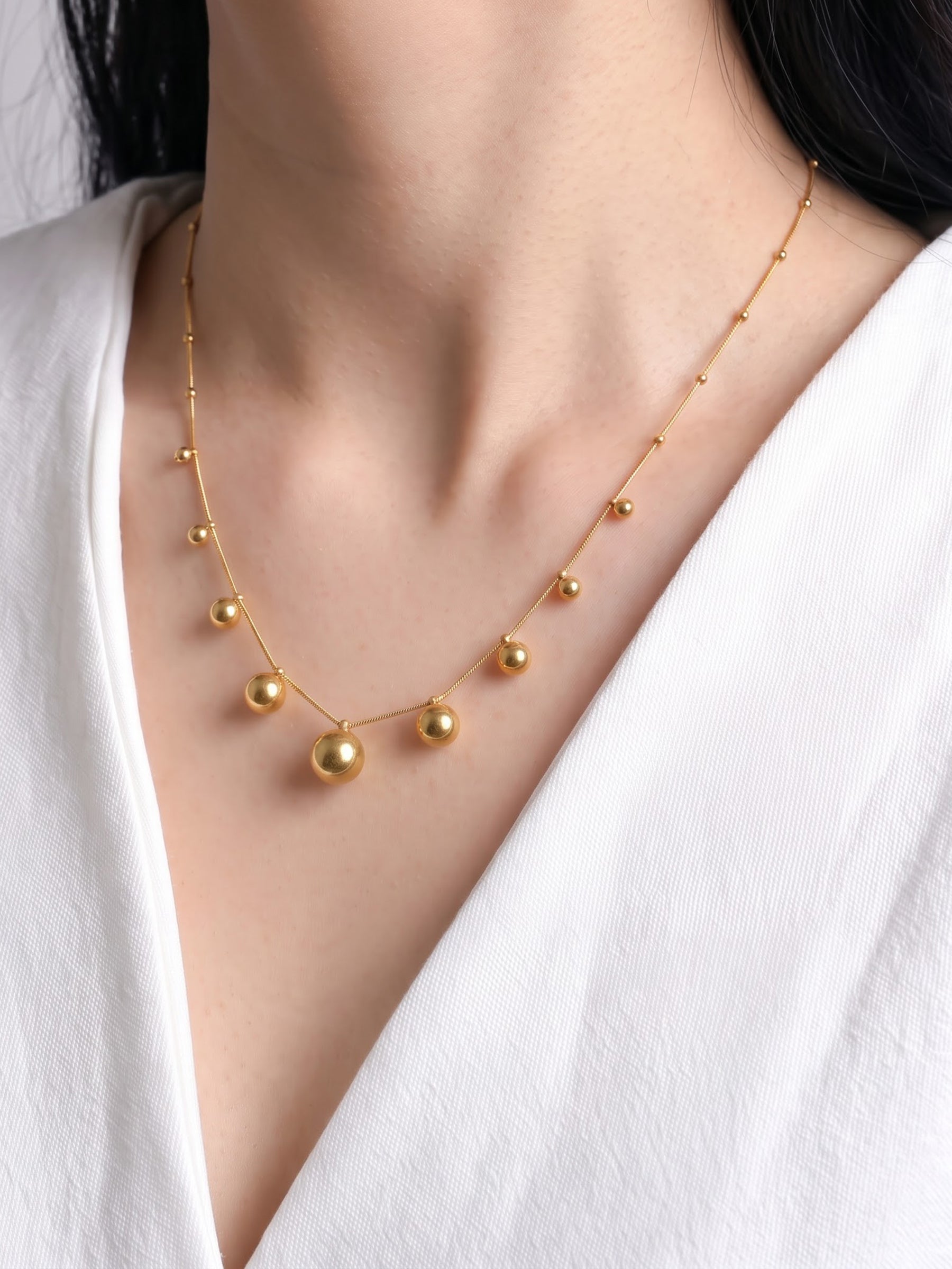 Berenice Beaded Charms 18K Gold Plated Women's Chain Pendant Necklace