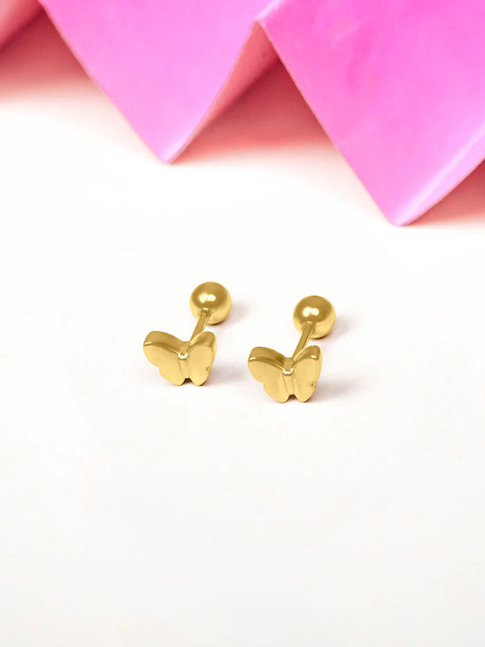 Bill Butterfly Charm 18K Gold Plated Kid's Stud Earrings