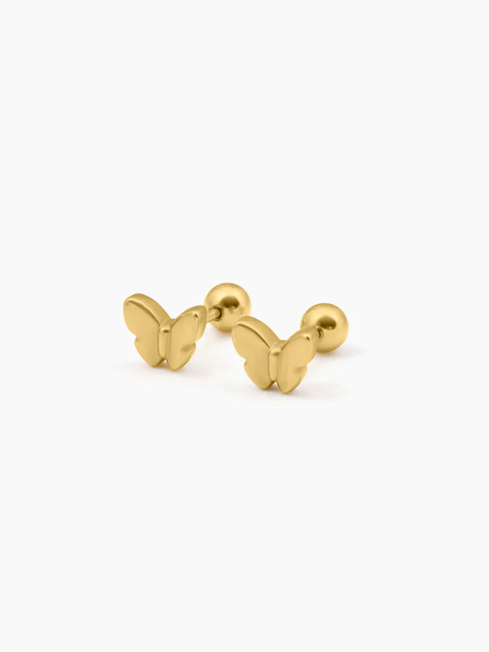 Bill Butterfly Charm 18K Gold Plated Kid's Stud Earrings