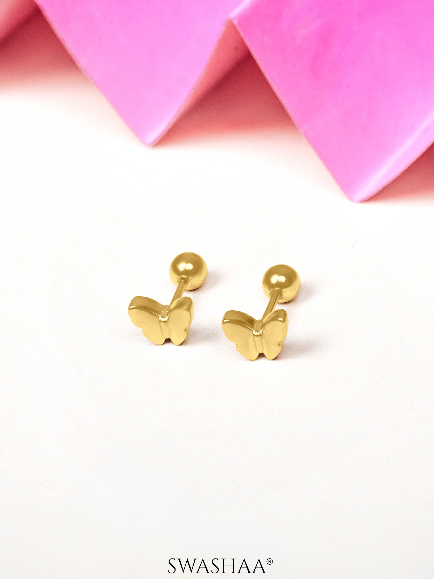 Bill Butterfly 18K Gold Plated Kid's Stud Earrings