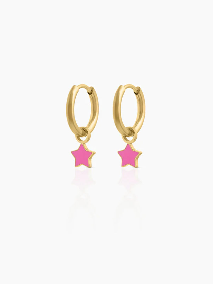 Binki Star Charm 18K Gold Plated Kid's Hoop Earrings