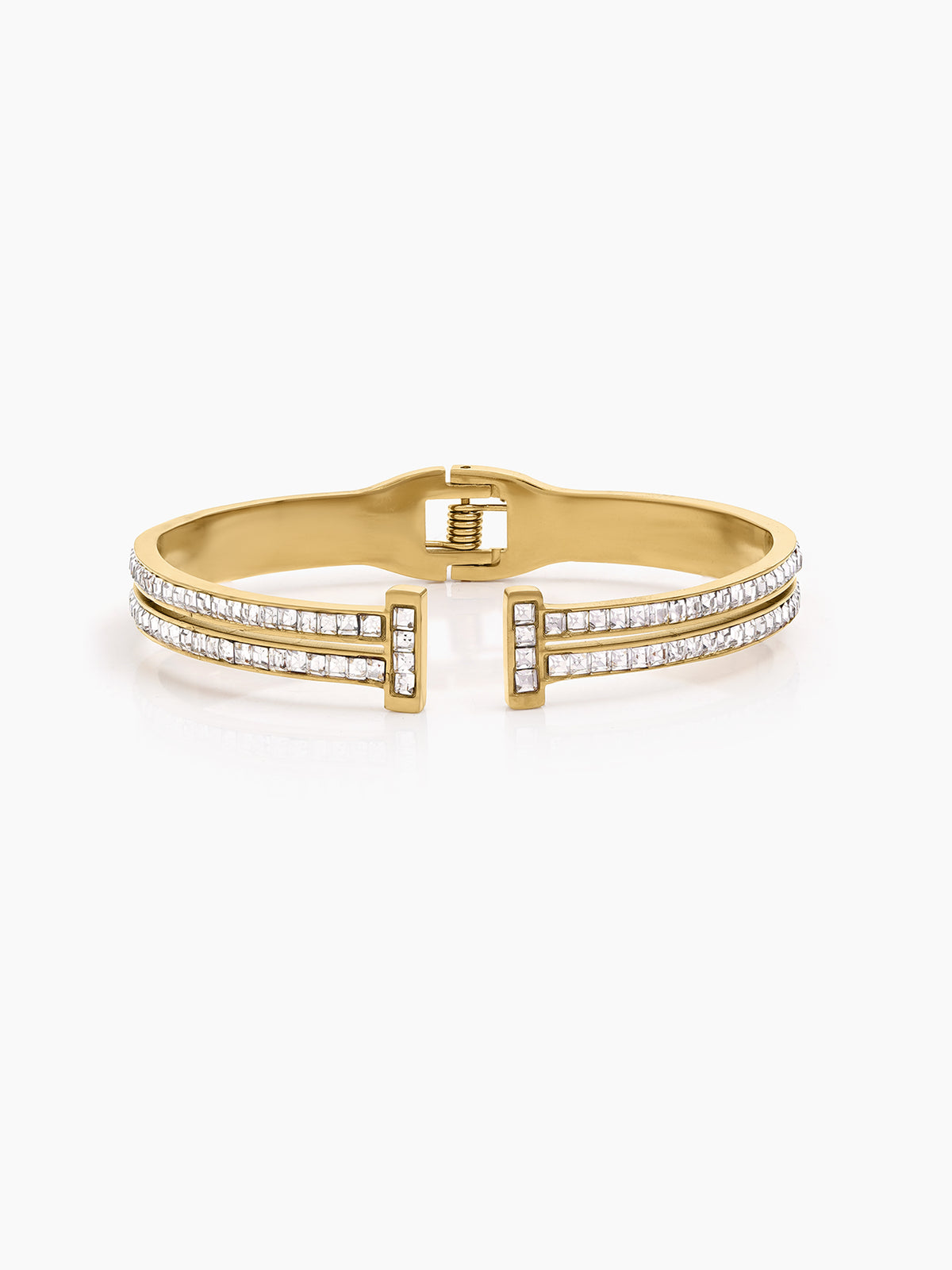 Blakely Diamond 18K Gold Plated Women's Open Cuff Solid Bracelets