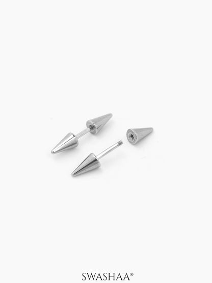 Blaze Dual Spike Silver Men's Stud Earrings