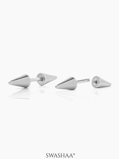 Blaze Dual Spike Silver Men's Stud Earrings