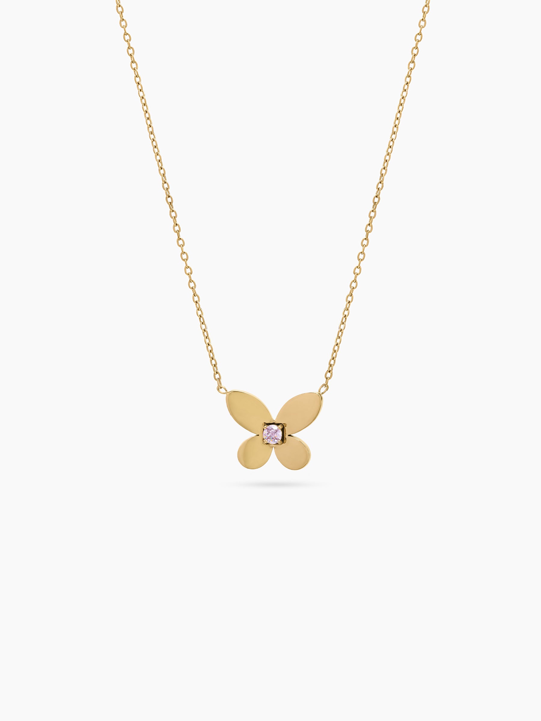 Bliss Butterfly Solitaire 18K Gold Plated Women's Chain Pendant Necklace 