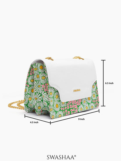 Blooming Bliss Green Leather Sling Bag