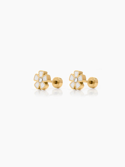 Blossie Floral Solitaire 18K Gold Plated Kid's Stud Earrings