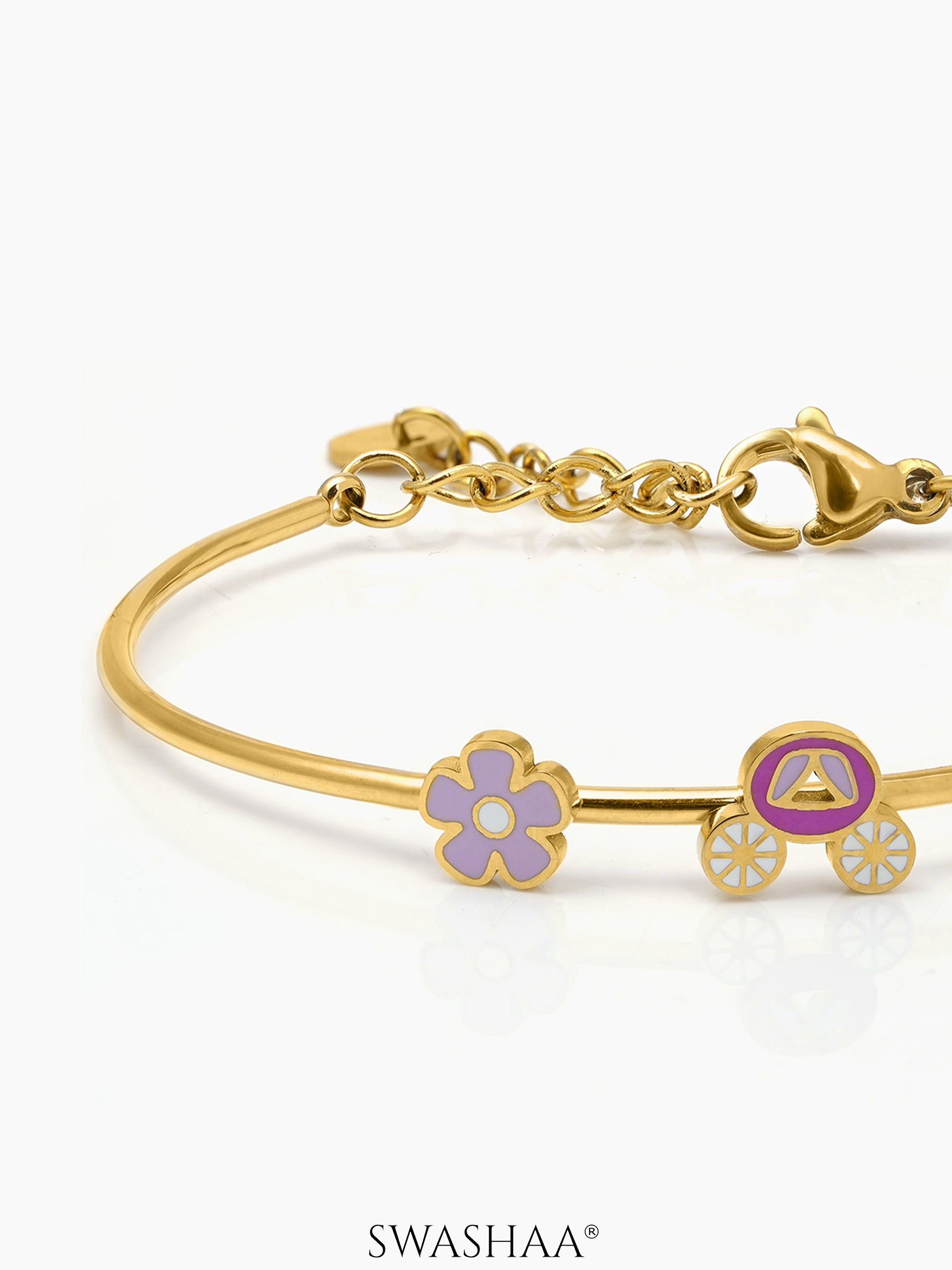 Blossom Carriage 18K Gold Plated Kid's Cuff Kada Bracelet