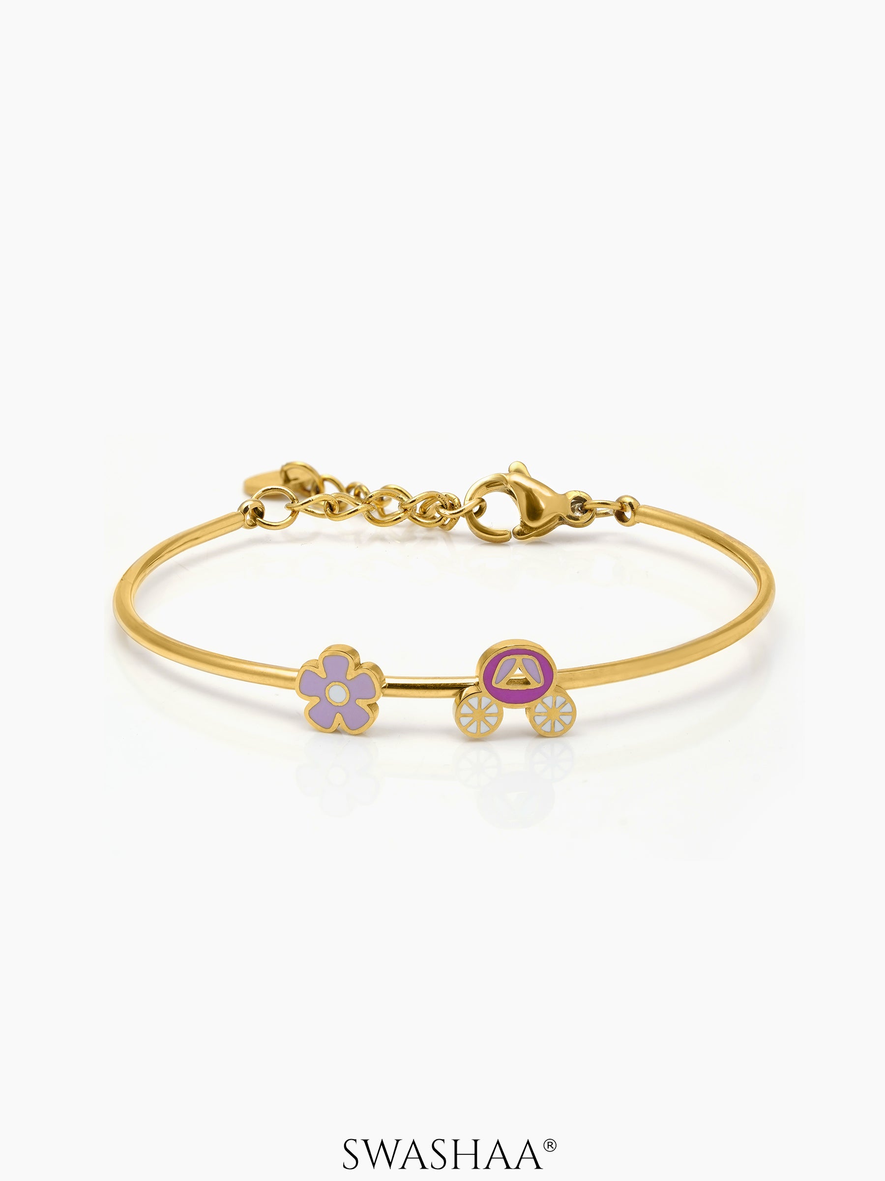 Blossom Carriage 18K Gold Plated Kid's Kada Bracelet