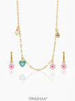 Blossom Love Charms Kid's Jewelry Set Of 2 - Necklace & Earrings