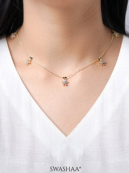 Blossomy Floral CZ Charms 14K Gold Plated Mangalsutra