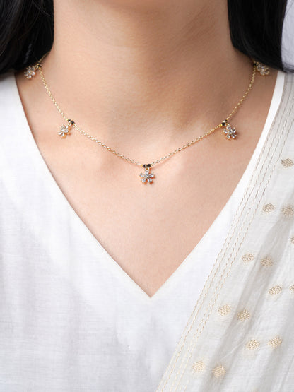 Blossomy Floral CZ Charms 14K Gold Plated Mangalsutra