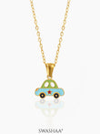 Blue Car 18K Gold Plated Kid's Pendant Necklace