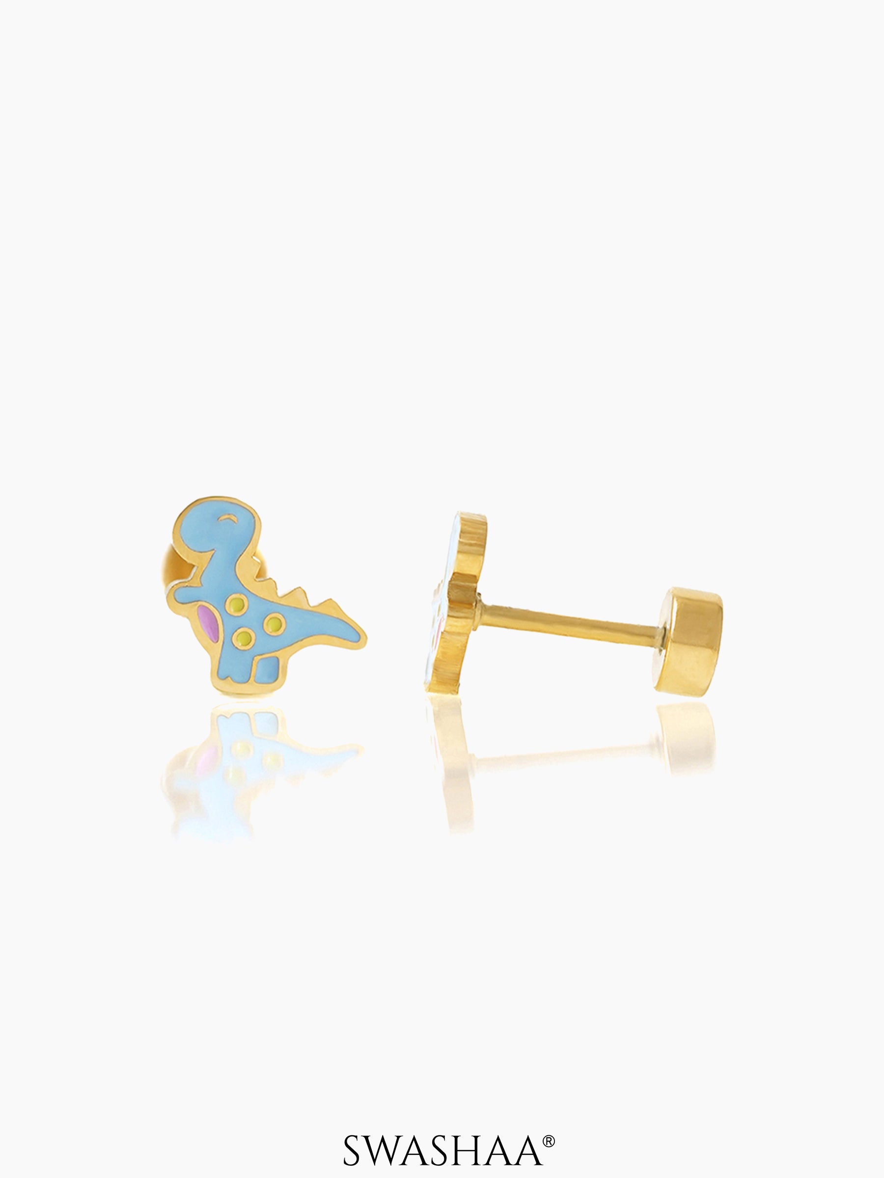 Blue Dina 18K Gold Plated Kid's Earrings