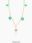 Blue Hearts Eye 18K Gold Plated Kid's Necklace
