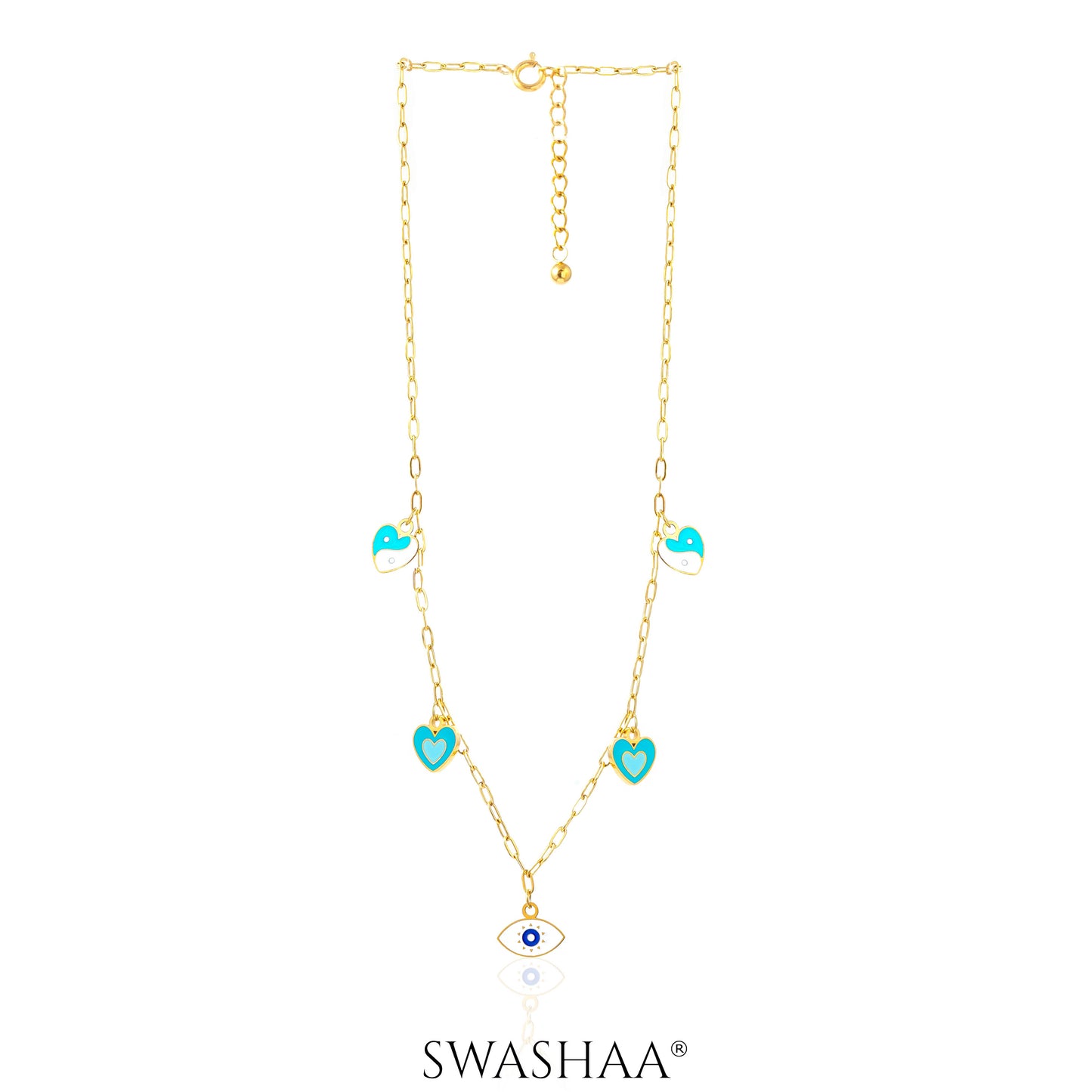 Blue Hearts Eye 18K Gold Plated Kid's Necklace