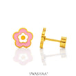 Blush Pink Flower Charm 18K Gold Plated Kid's Earrings