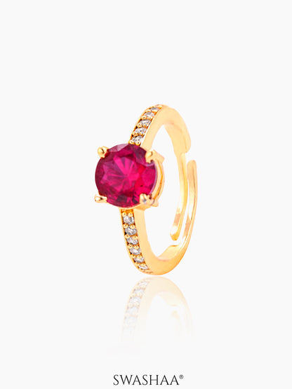 Blush Radiance Deep Pink  Diamond Solitaire 18K Gold Plated Ring