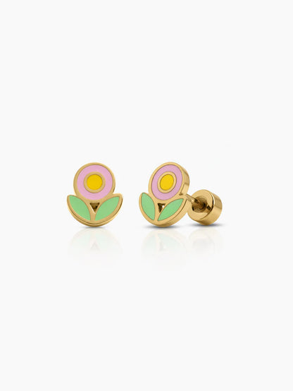 Bobo Petal Charm 18K Gold Plated Kid's Stud Earrings