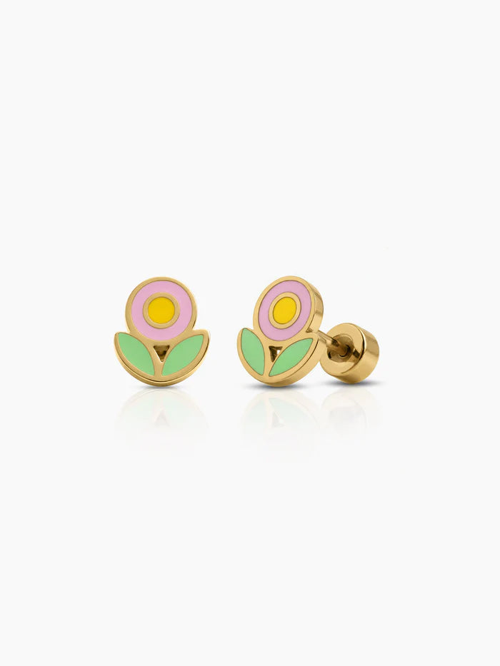 Bobo Petal Charm 18K Gold Plated Kid's Stud Earrings