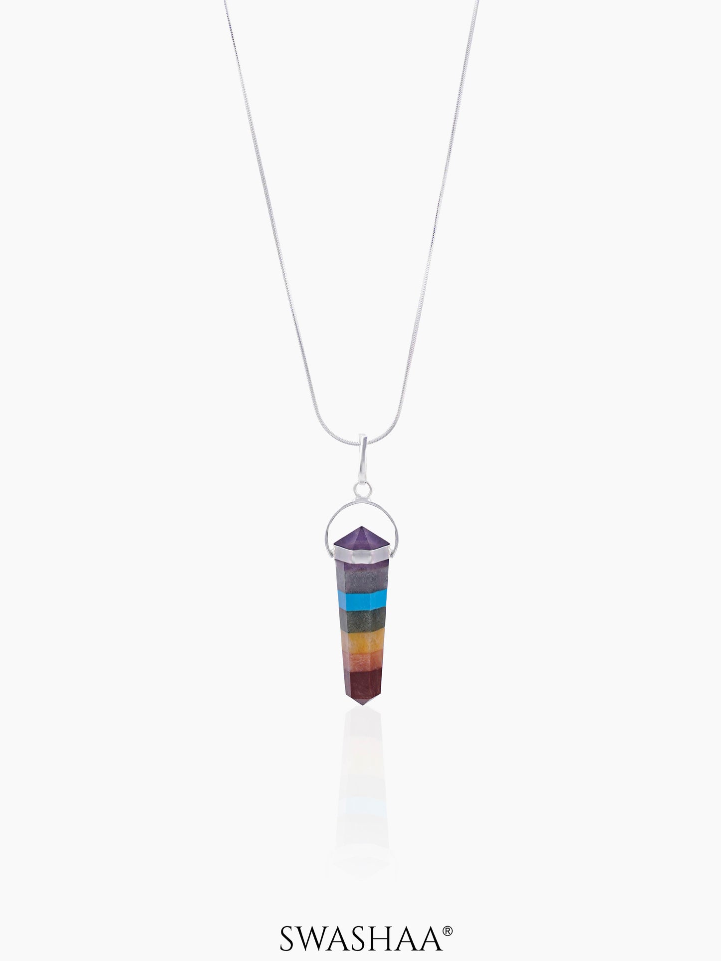 Bonded 7 Chakra Pencil Men's Chain Pendant | Natural Stone