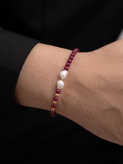 Bonnie Beaded 18K Gold Plated Men's Loose Beaded Bracelet 