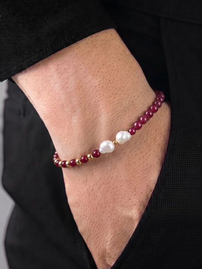Bonnie Beaded 18K Gold Plated Men's Loose Beaded Bracelet 