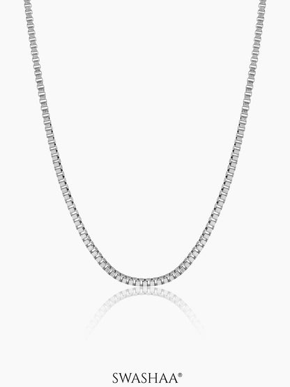 Box Uniform Silhouette 1MM Silver Women's Chain