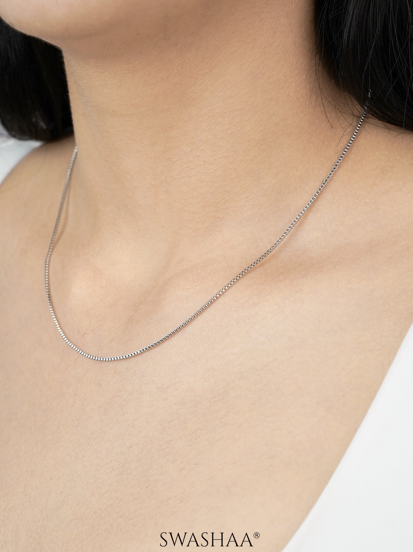 Box Uniform Silhouette 1MM Silver Women's Chain