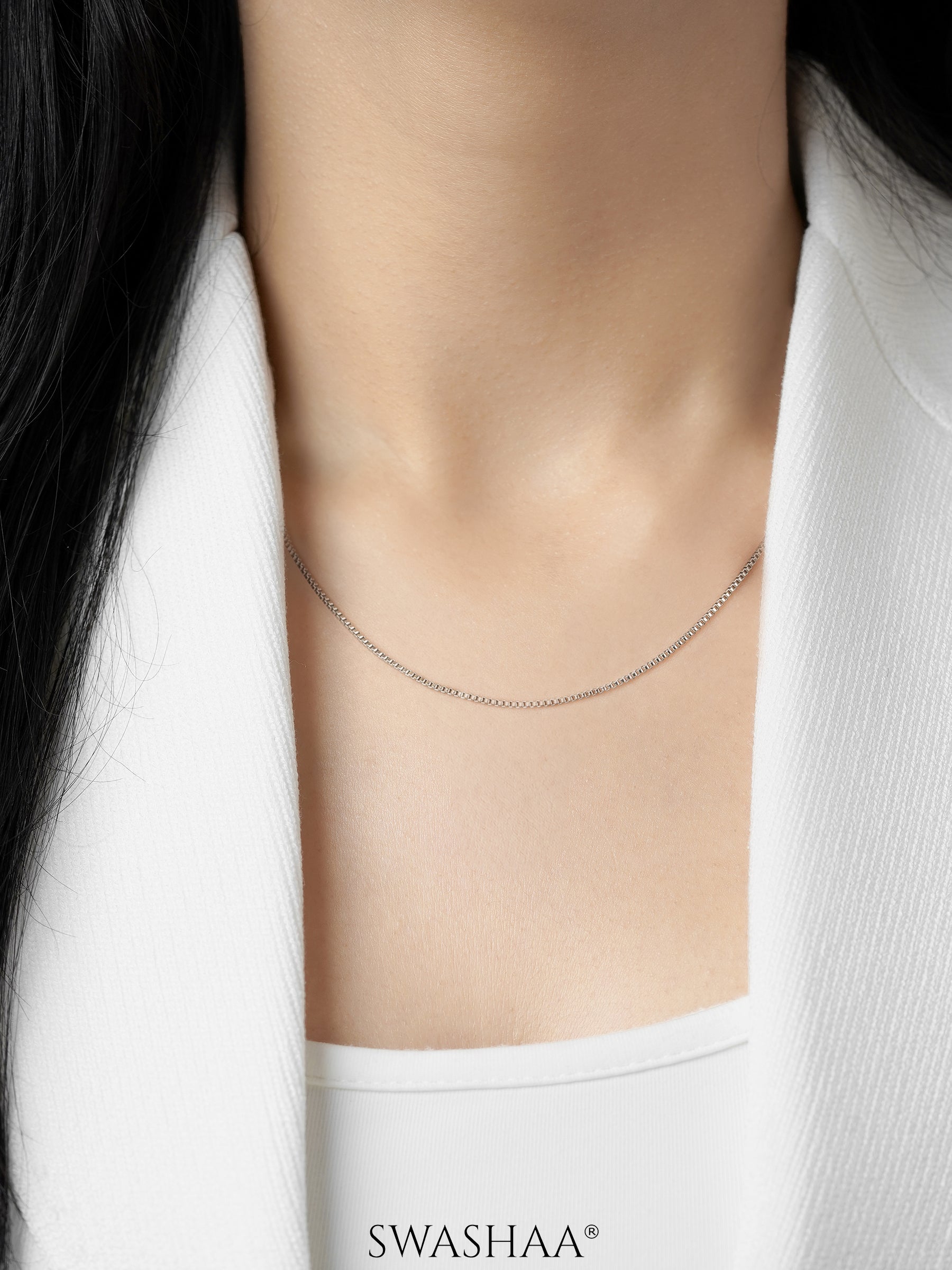 Box Uniform Silhouette 1MM Silver Women's Chain